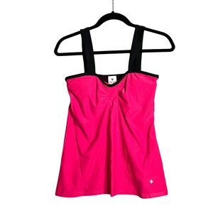 NUX Athletic Tank Top Size M Ruched Front Bright Pink Flowy Yoga Pilates NEW‎